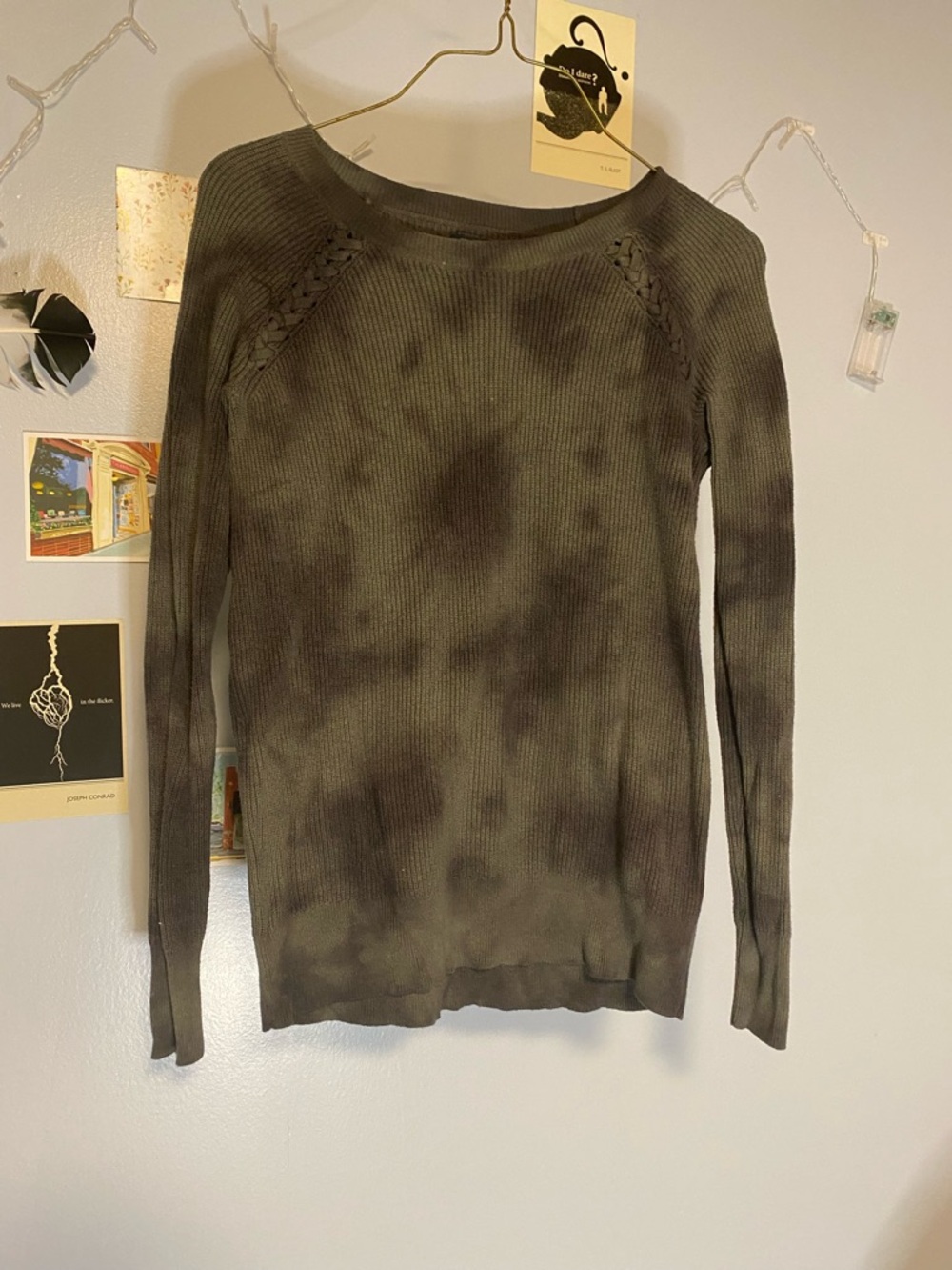 American Eagle Outfitters Dark Gray Ribbed Knit Sweater